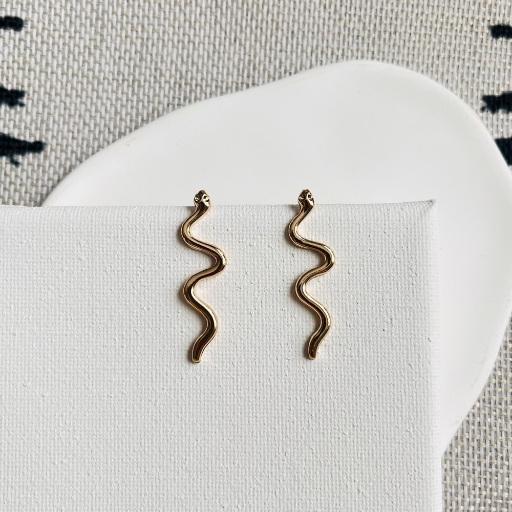 Anthropologie Snake gold earrings